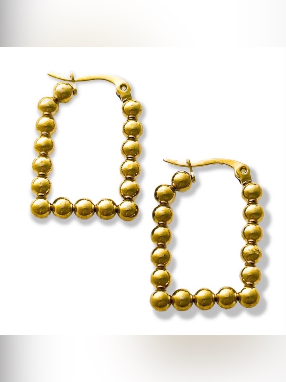 Pebby Forevee Madden Square Gold Beaded Hoop Earrings